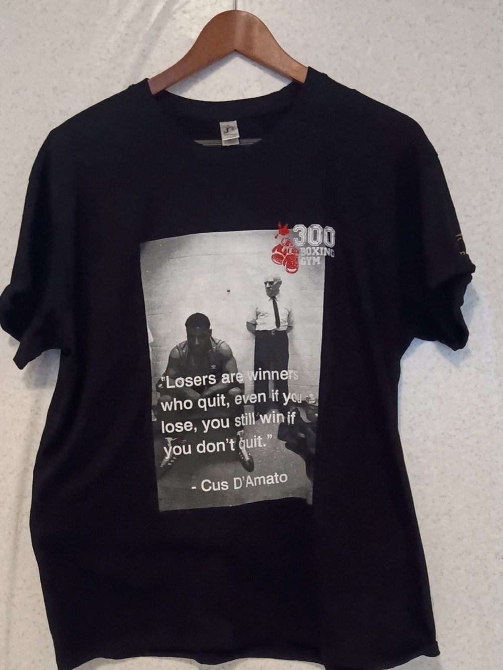 Black Graphic Boxing Quote Short-Sleeve Tee